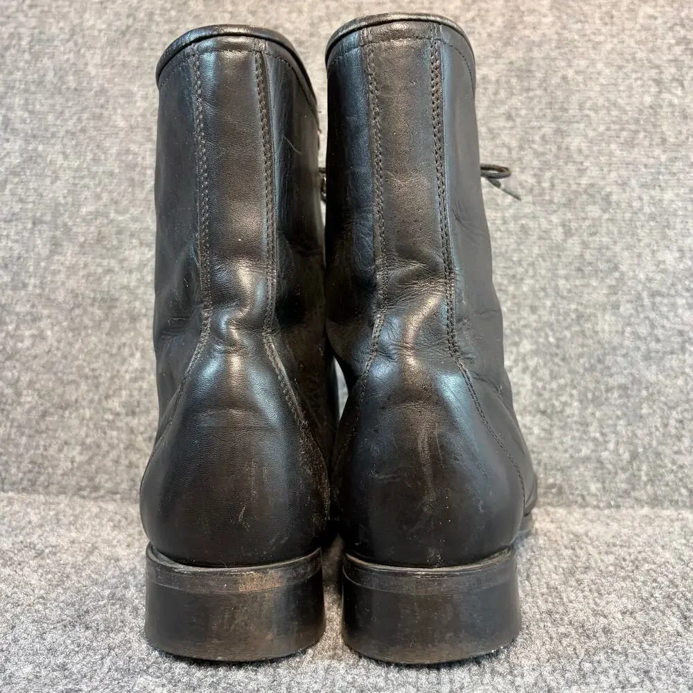 Vintage Justin Black Leather Lace Up Kiltie Military Packer Combat Boots Mens 12